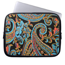 Azul Celeste y Naranja Otoño Vintage Paisley Compl