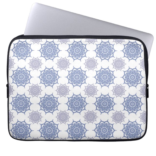 Funda Para Portátil Azul de invierno boho de moda, azul de Mandala bla (Frente)
