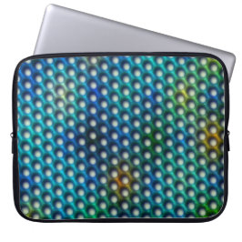 Funda Para Portátil azul esverdeada com com círculos que parecem furos
