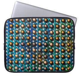 Funda Para Portátil azul esverdeada com esferas marrom e furos redondo