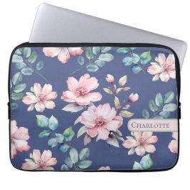Funda Para Portátil Azul floral de estilo
