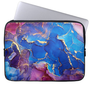 FUNDA PARA PORTÁTIL AZUL MARBLE AGATE SILVER PURPURINA GLAM