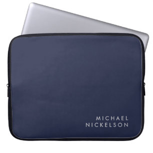 Funda Para Portátil Azul marino oscuro moderno y mínimo Añadir su no
