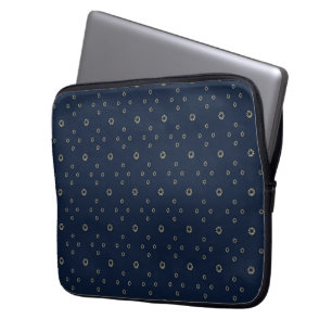 Funda Para Portátil Azul marino Sol de Zinnia Dorada