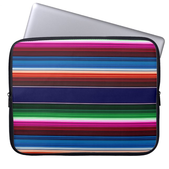 Funda Para Portátil Azul, Naranja, rosado caliente, sarape verde mexic (Frente)