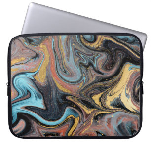 Funda Para Portátil Azul natural y verde mármoles con purpurina dorado