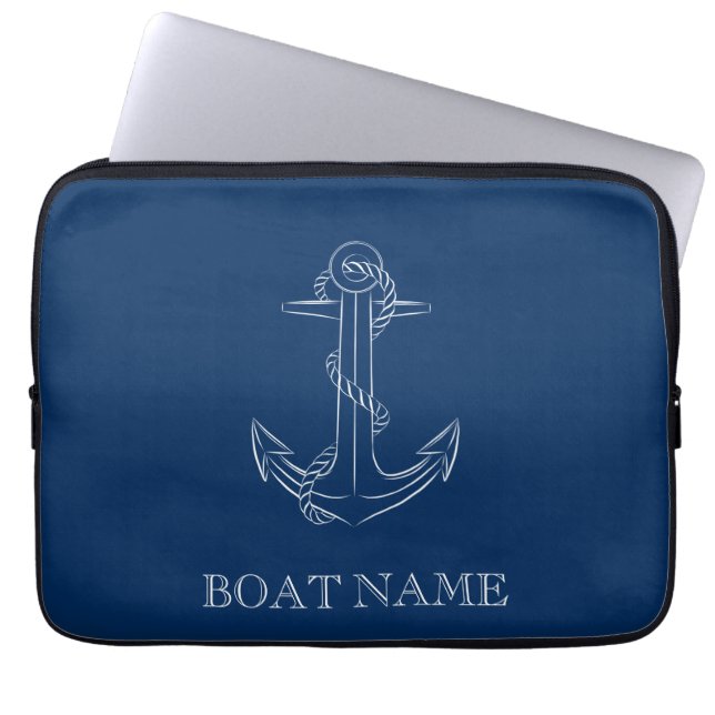 Funda Para Portátil Azul Nautical Spirit Anchor Navy (Frente)