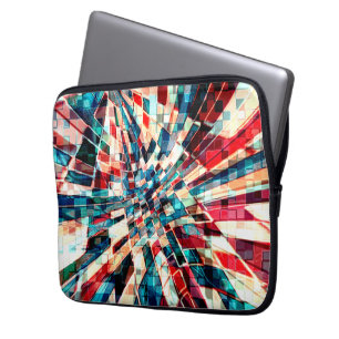 Funda Para Portátil Azul rojo oscuro sobre las baldosas torcidas y efe