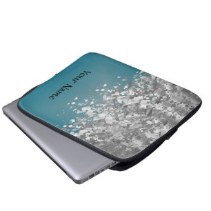 Funda Para Portátil azul verde azulado y purpurina falso