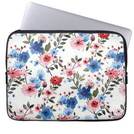 Funda Para Portátil Azul y Rojo Floral