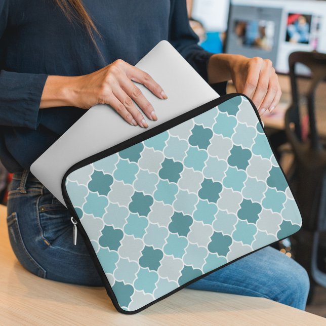 Funda Para Portátil Azules Marroquíes, Latticework, quatrefoil (Subido por el creador)