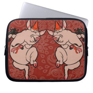 Funda Para Portátil Bailando con danza de antigüedades de cerdo