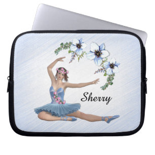 Funda Para Portátil Bailarina de Azul Nombre Personal