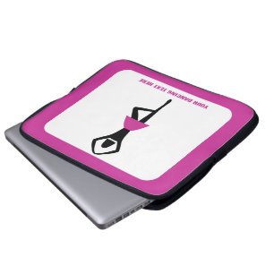 Funda Para Portátil Bailarina negra, personalizado rosa caliente