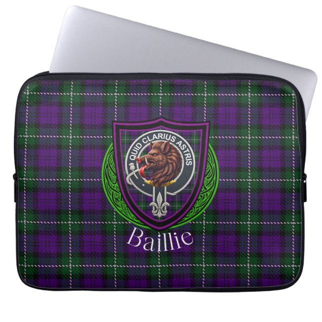 Funda Para Portátil Baillie Scottish Clan Tartan and Crest  (Frente)