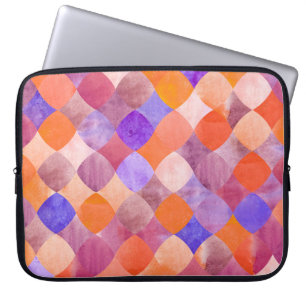 Funda Para Portátil Balanzas de peces árabes geométricas de acuarela.