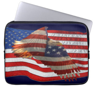 Funda Para Portátil Bald Eagle y bandera de EE. UU. Mangas Patrióticas
