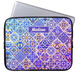 Funda Para Portátil Baldosas azules púrpuras sicilianas mexicanas