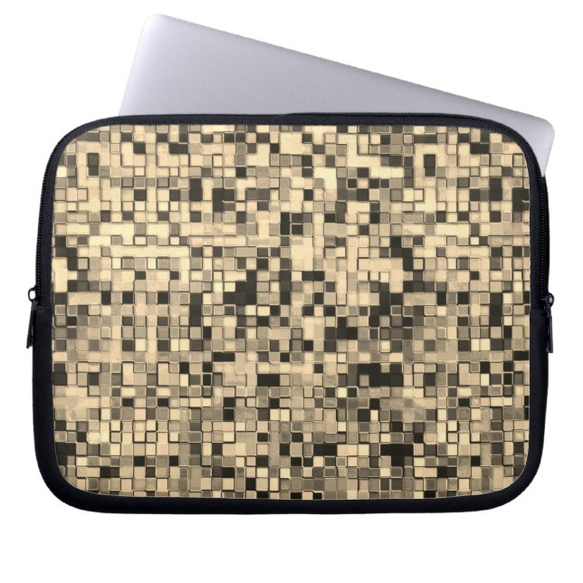 Funda Para Portátil Baldosas beige o doradas borrosas con tonos grises (Frente)