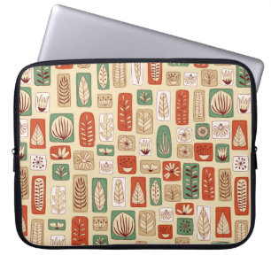 Funda Para Portátil Baldosas de diseño escandinavo con hojas abstracta