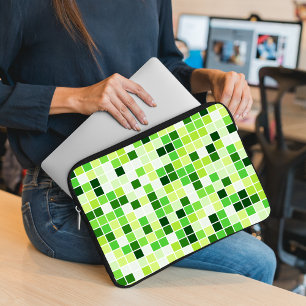 Funda Para Portátil Baldosas de piscina, mosaicos verdes, patrón geomé