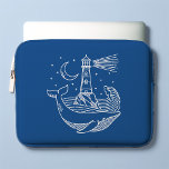 Funda Para Portátil Ballena de faro<br><div class="desc">Ilustracion dibujado a mano en la línea de ballenas de faro.</div>