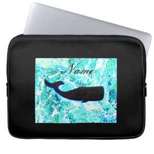 Funda Para Portátil ballena negra en Thunder_Cove azul