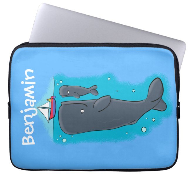 Funda Para Portátil Ballenas cortas y ilustracion personalizado de vel (Frente)