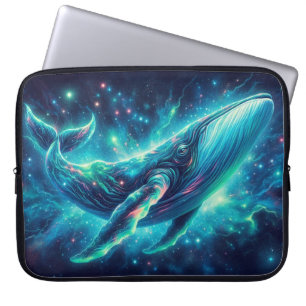 Funda Para Portátil Ballenas espaciales, animales de neón que capturan