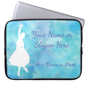 Funda Para Portátil Ballet Blue Watercolor Laptop Sleeve Personalizabl