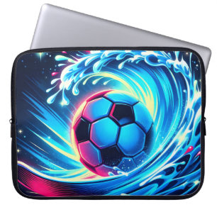 Funda Para Portátil Balón de fútbol de olas futurista océano surf