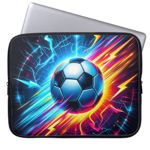 Funda Para Portátil Balón de fútbol eléctrico futurista relámpago