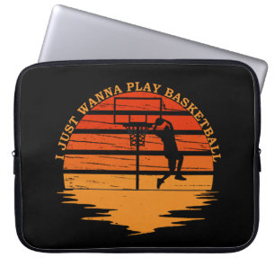 Funda Para Portátil Baloncestistas estilo vintage retro sunset