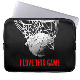 Funda Para Portátil Baloncesto de amor blanco y negro