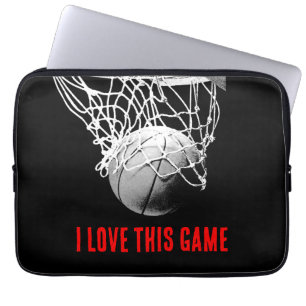 Funda Para Portátil Baloncesto de amor blanco y negro