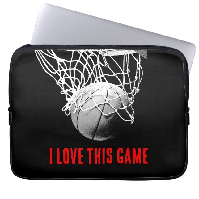 Funda Para Portátil Baloncesto de amor blanco y negro (Frente)