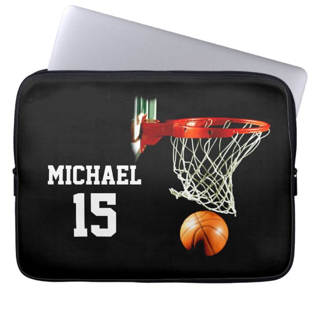 Funda Para Portátil Baloncesto Su Nombre (Frente)