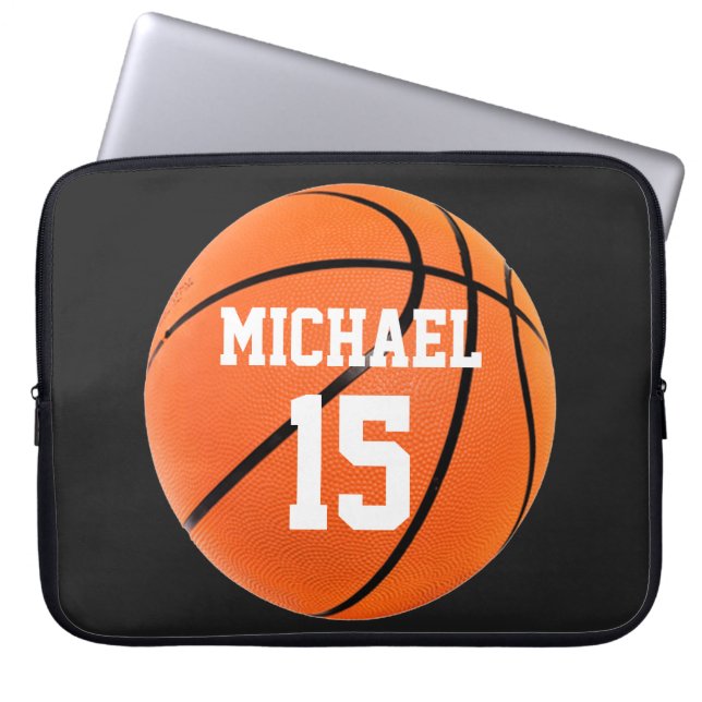 Funda Para Portátil Baloncesto Su Nombre (Frente)
