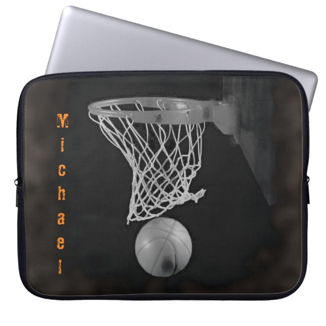 Funda Para Portátil Baloncesto tu nombre Personalizable (Frente)