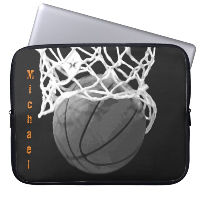 Funda Para Portátil Baloncesto tu nombre Personalizable (Frente)