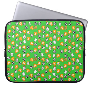 Funda Para Portátil Balones de fútbol, camisetas naranjas y aficionado