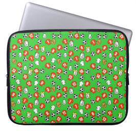 Funda Para Portátil Balones de fútbol, camisetas rojas y aficionados