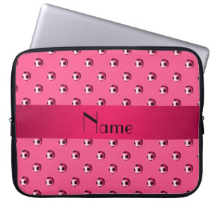 Funda Para Portátil Balones de fútbol rosados conocidos personalizado