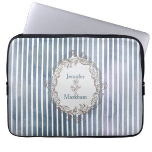 Funda Para Portátil Banda de color azul-gris barroco
