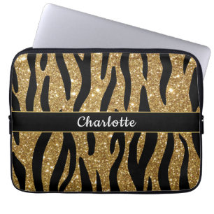 Funda Para Portátil Banda de tigre Purpurina de oro de moda