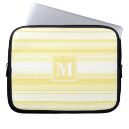 Funda Para Portátil Bandas amarillas de limón monogramo