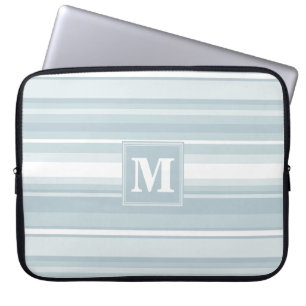 Funda Para Portátil Bandas azules de hielo monograma