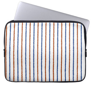Funda Para Portátil Bandas azules marrón y naval con líneas desiguales