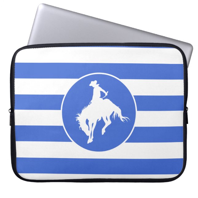 Funda Para Portátil Bandas azules y blancas reales; Rodeo Cowboy (Frente)