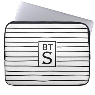 Funda Para Portátil Bandas blancas y negras Monograma Manga de portáti
